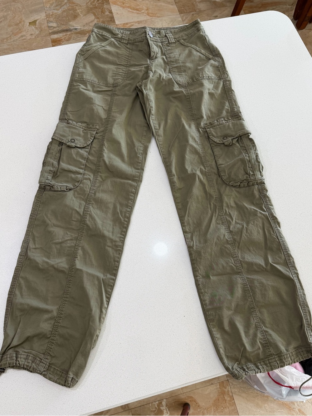 Garage Olive Utility Cargo Pants with Drawstring Hems